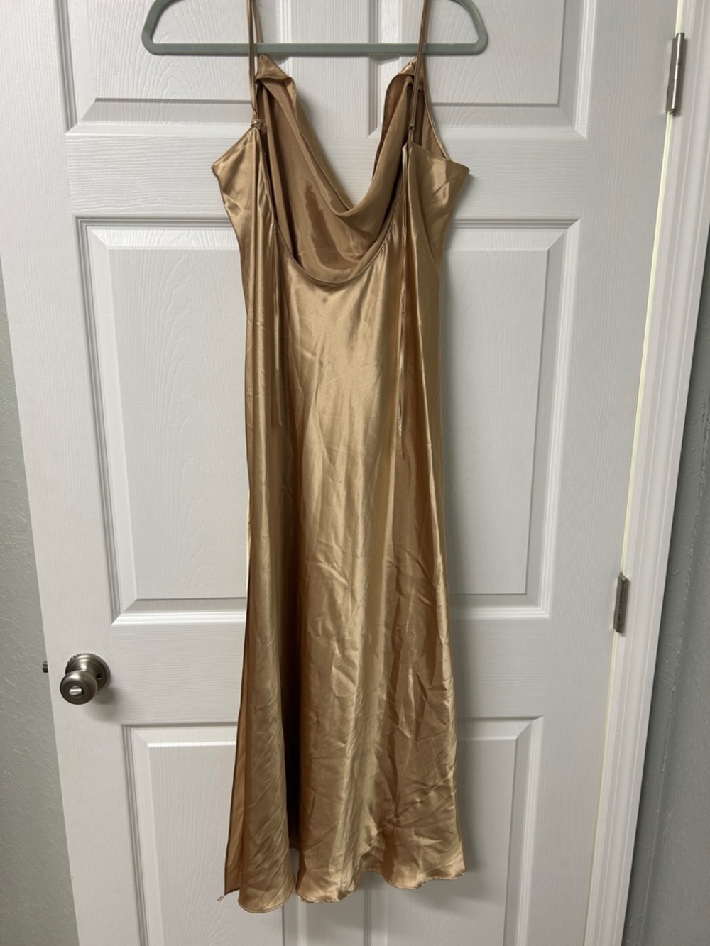 Sophia By Delicates Gold Satin Slip Dress - Picture 3 of 3